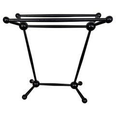 Italian Black Walnut Space Towel Rack Rail with Carved Legs