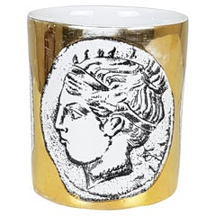 Italian Black White & Golden 1960s Cup / Pencil Holder by Bucciarelli