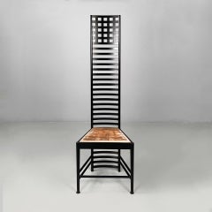Italian black wood chairs Hill House by Charles Rennie Mackintosh Cassina, 1980s