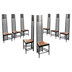 Italienische Stühle aus schwarzem Holz Hill House von Charles Rennie Mackintosh Cassina, 1980er Jahre Italienische Stühle aus schwarzem Holz Hill House von Charles Rennie Mackintosh Cassina, 1980er Jahre