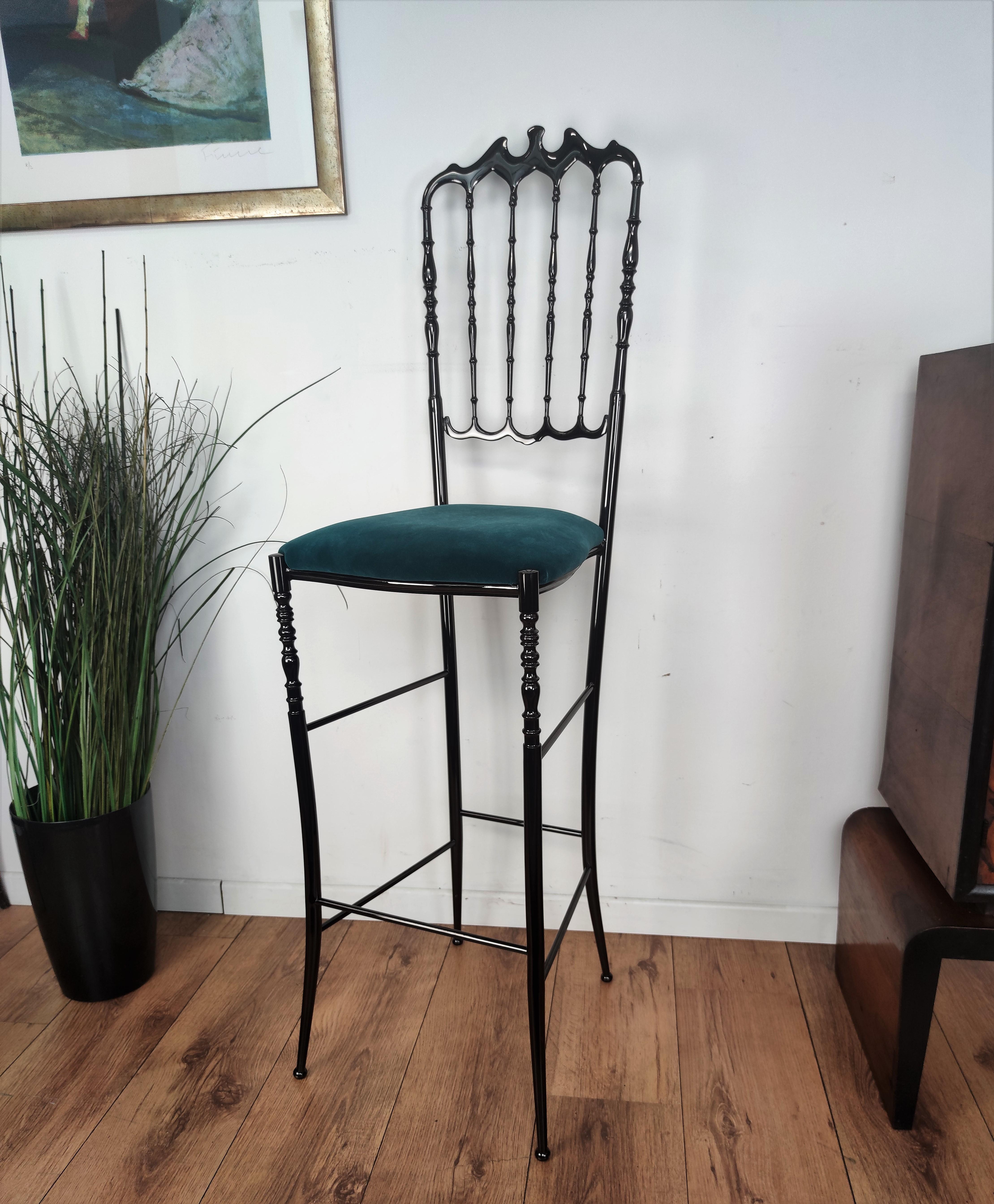 Italian Blackened Brass Chiavari Bar Stool or Chair For Sale 1