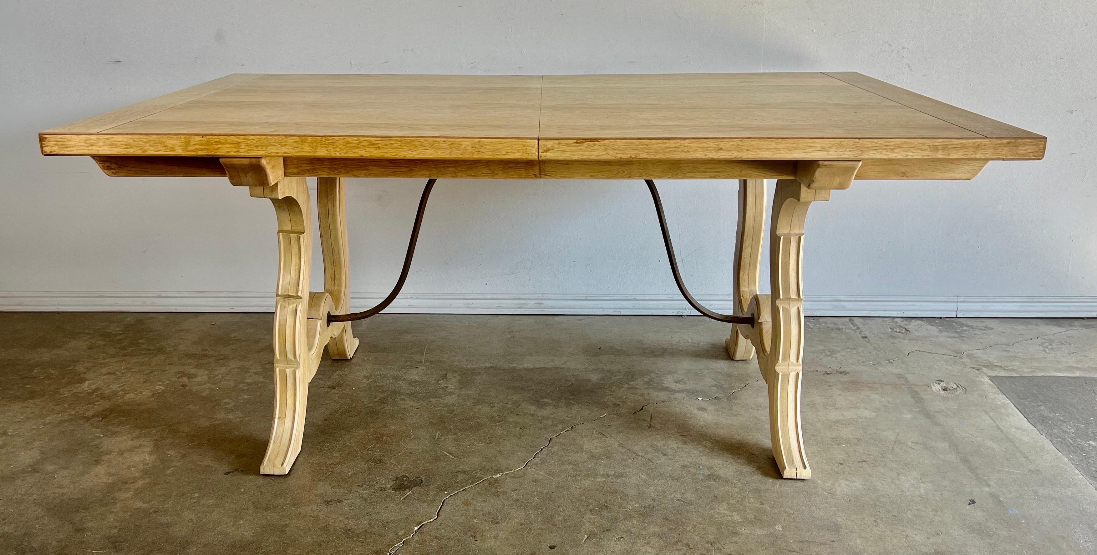 Italian Bleached Dining Table W/ Leaves For Sale 6