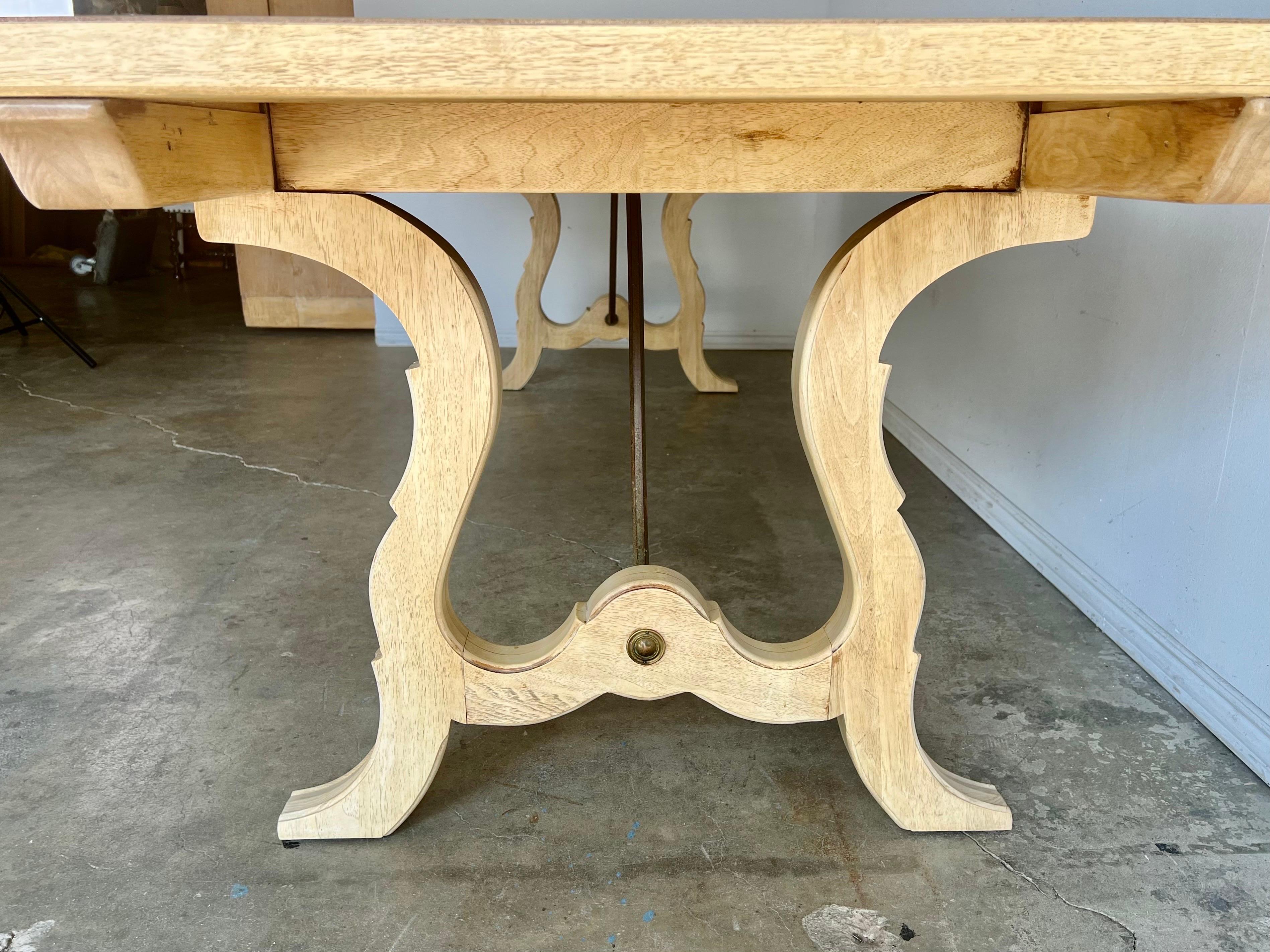 Renaissance Italian Bleached Dining Table W/ Leaves For Sale