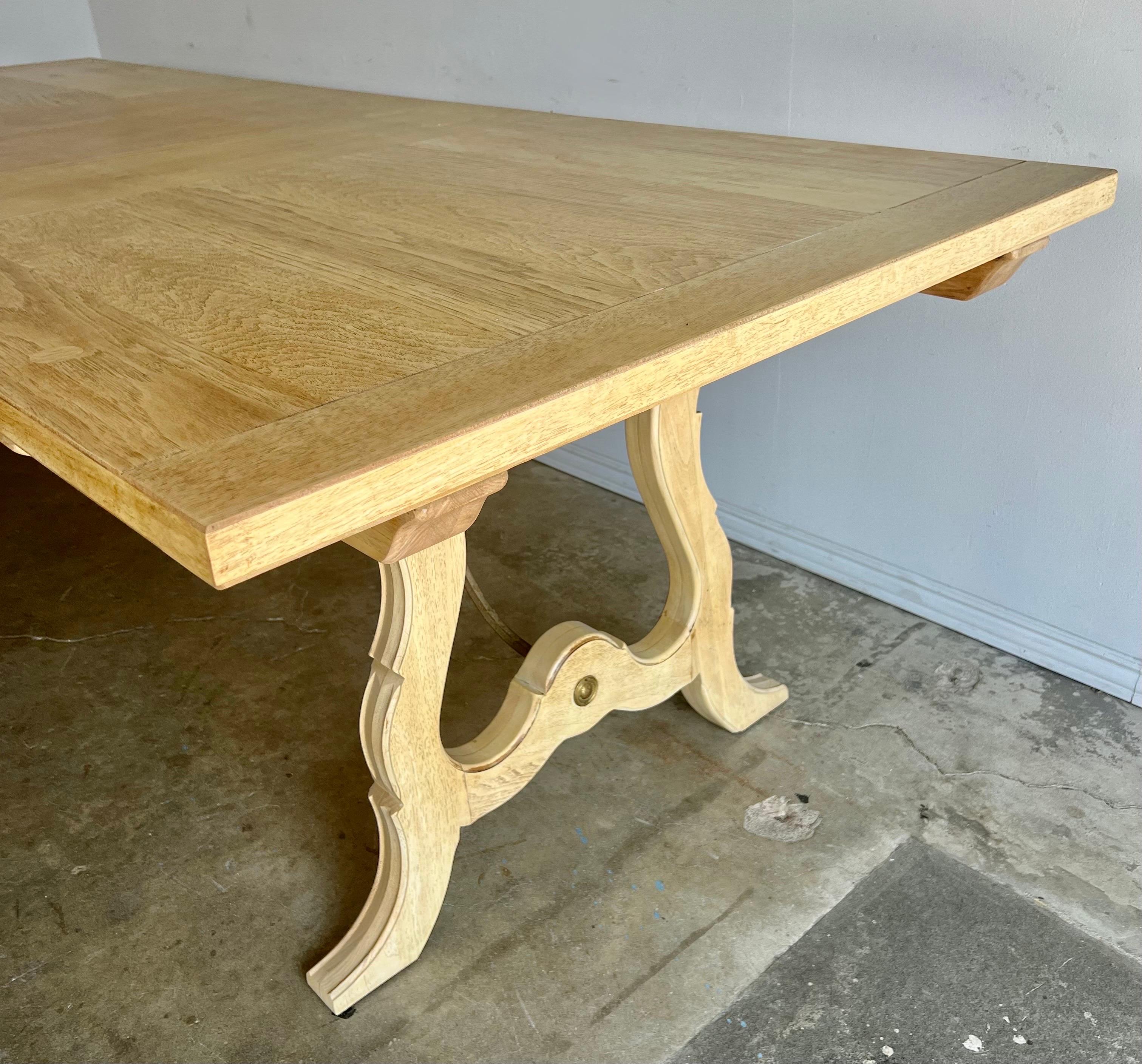 Early 20th Century Italian Bleached Dining Table W/ Leaves For Sale