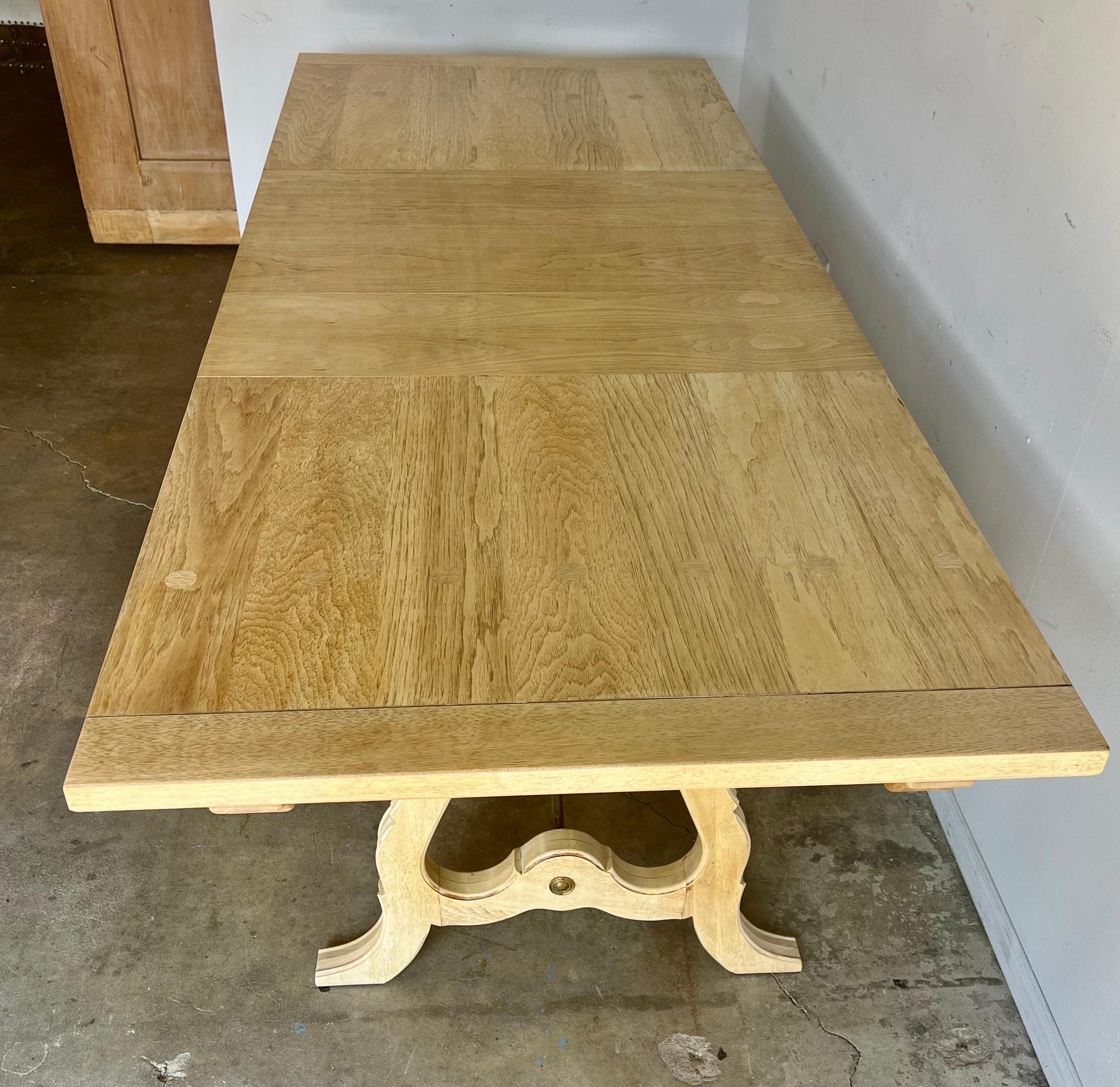 Walnut Italian Bleached Dining Table W/ Leaves For Sale