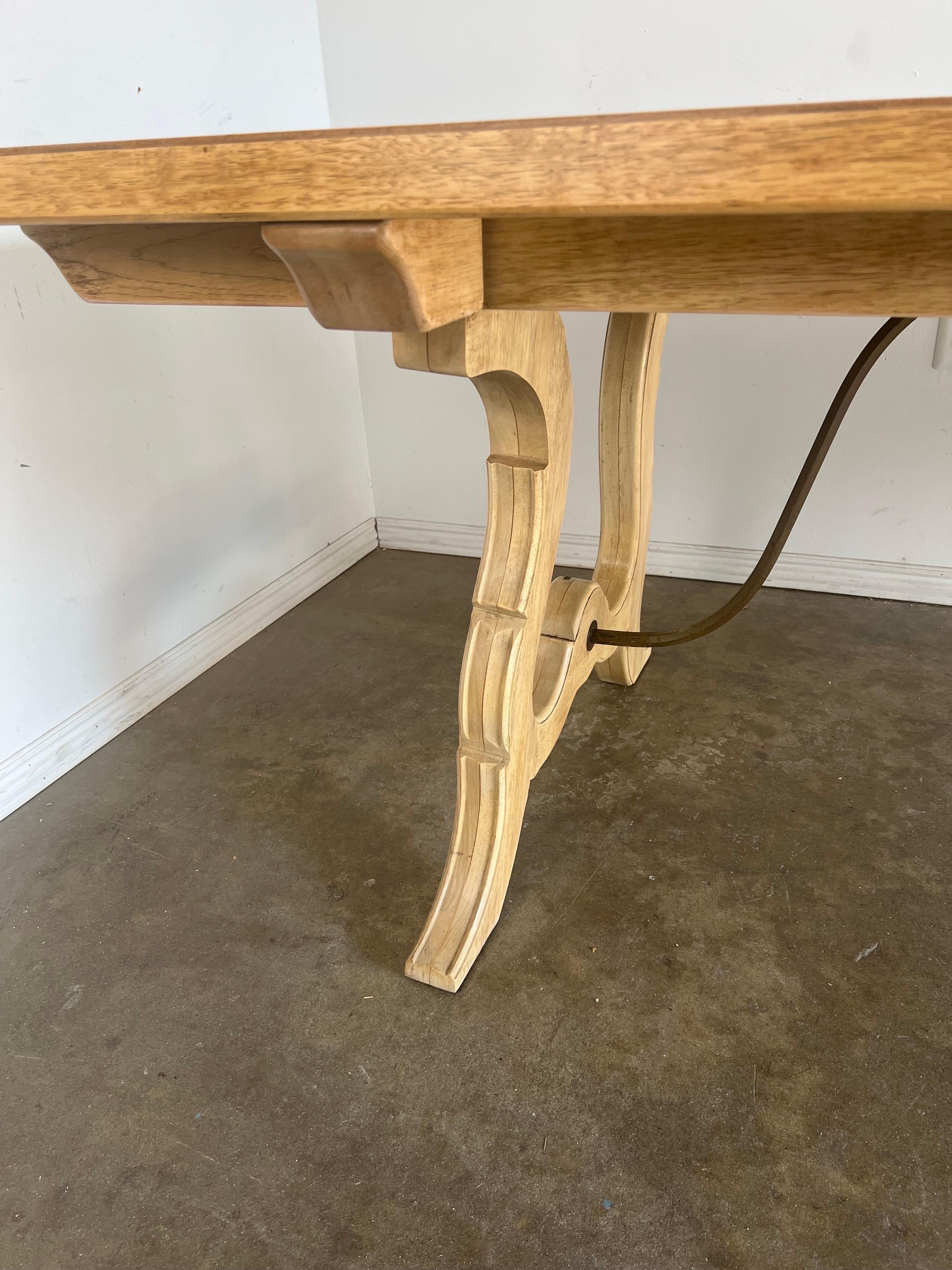 Italian Bleached Dining Table W/ Leaves For Sale 1