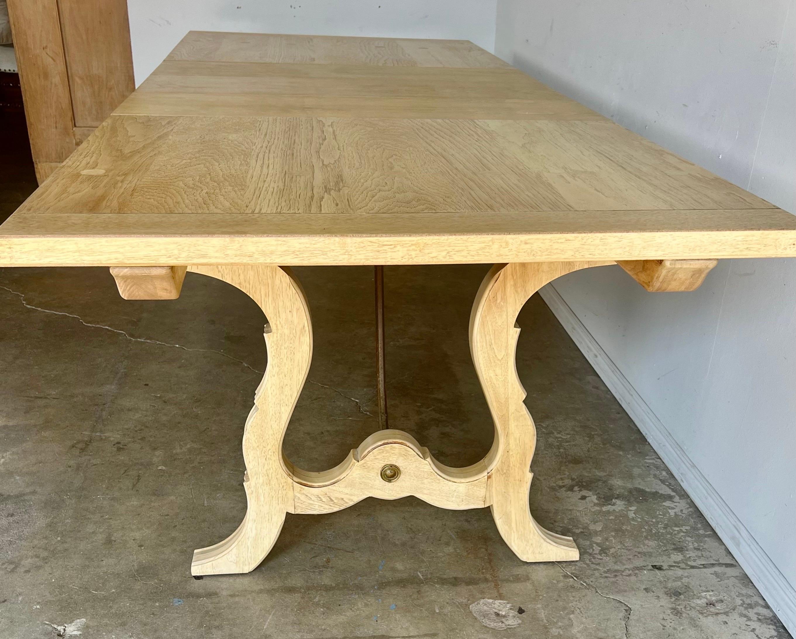 Italian Bleached Dining Table W/ Leaves For Sale 2