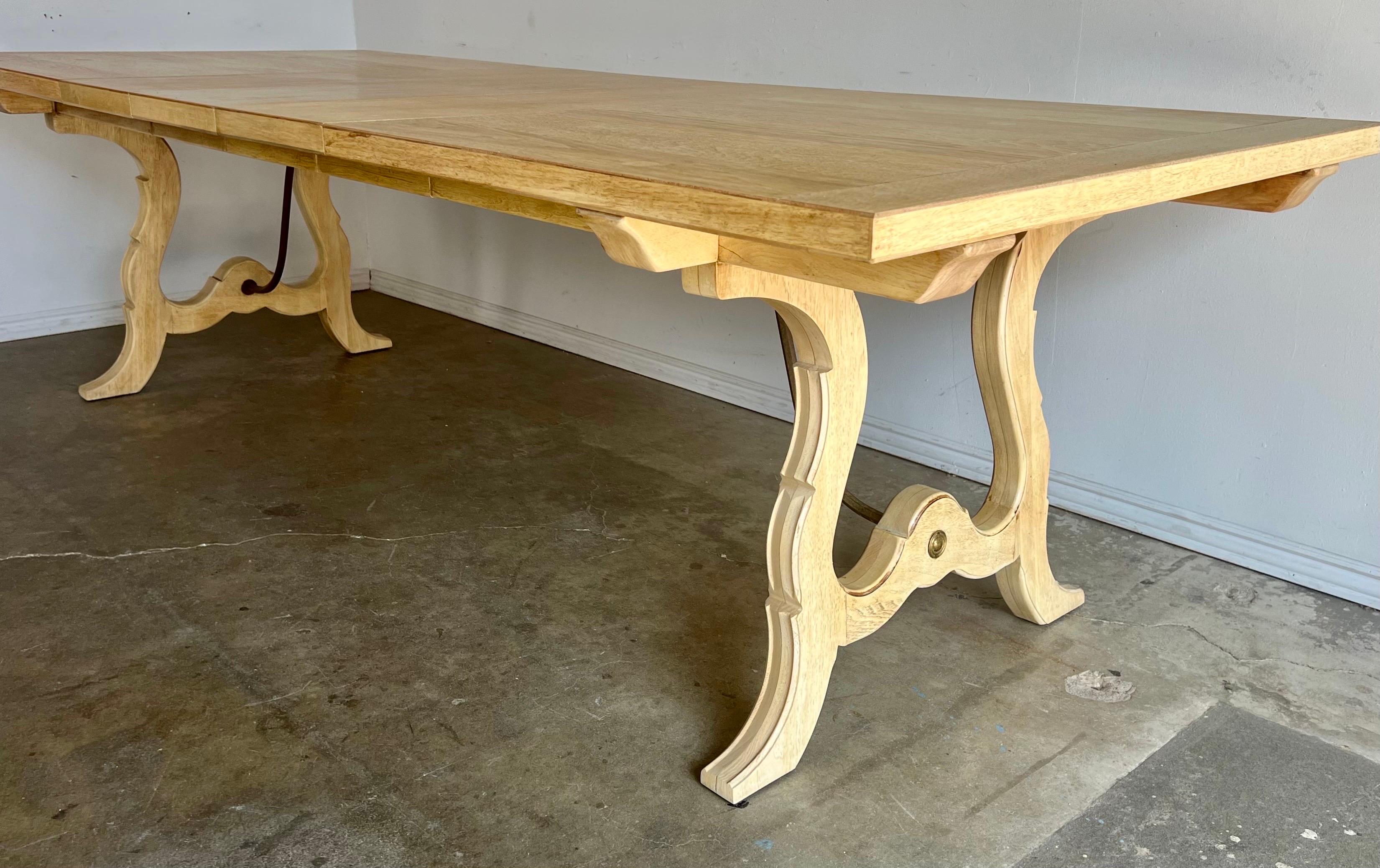Italian Bleached Dining Table W/ Leaves For Sale 3