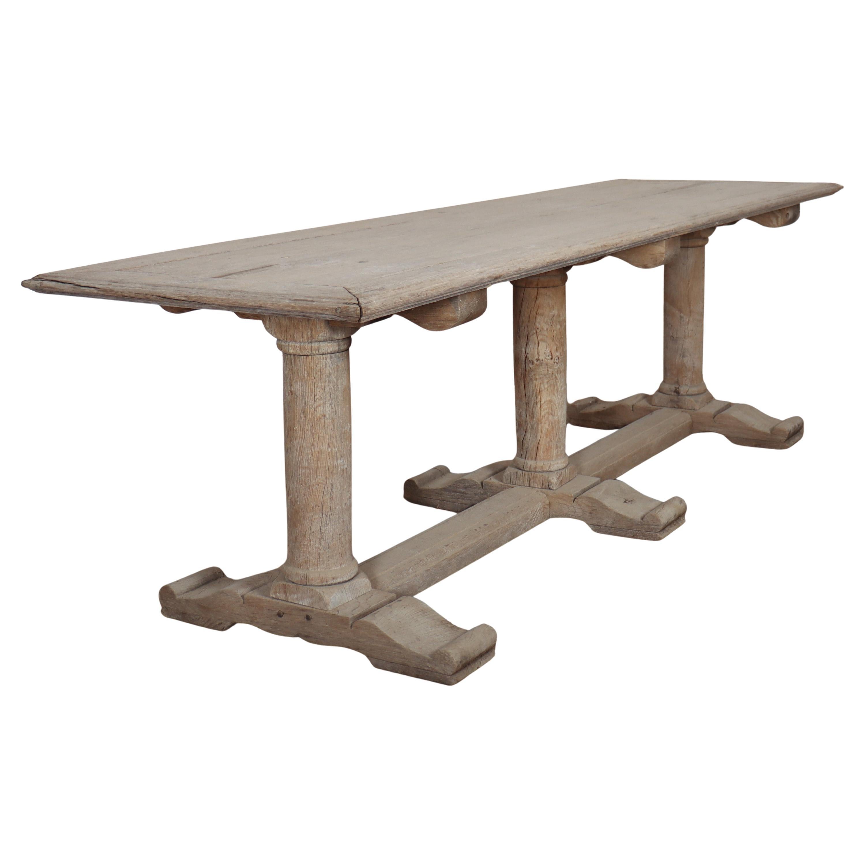 Italian Bleached Oak Trestle Table