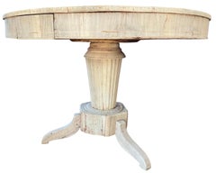 Italian Bleached Walnut Burl Veneer Round Empire Center Table