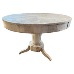 Italian Bleached Walnut Burl Veneer Round Empire Center Table
