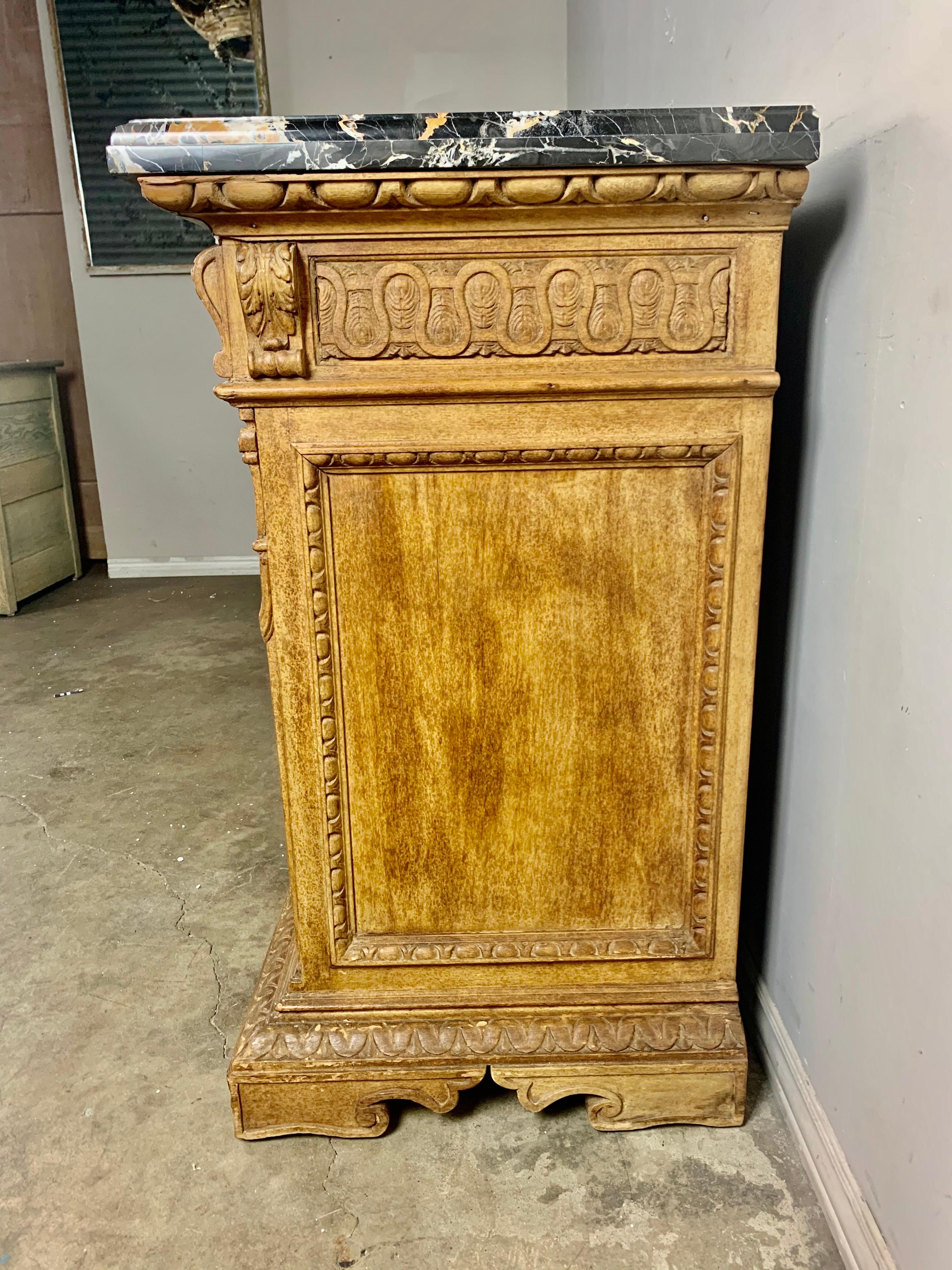 Italian Bleached Walnut Credenza with Marble Top, circa 1900 8