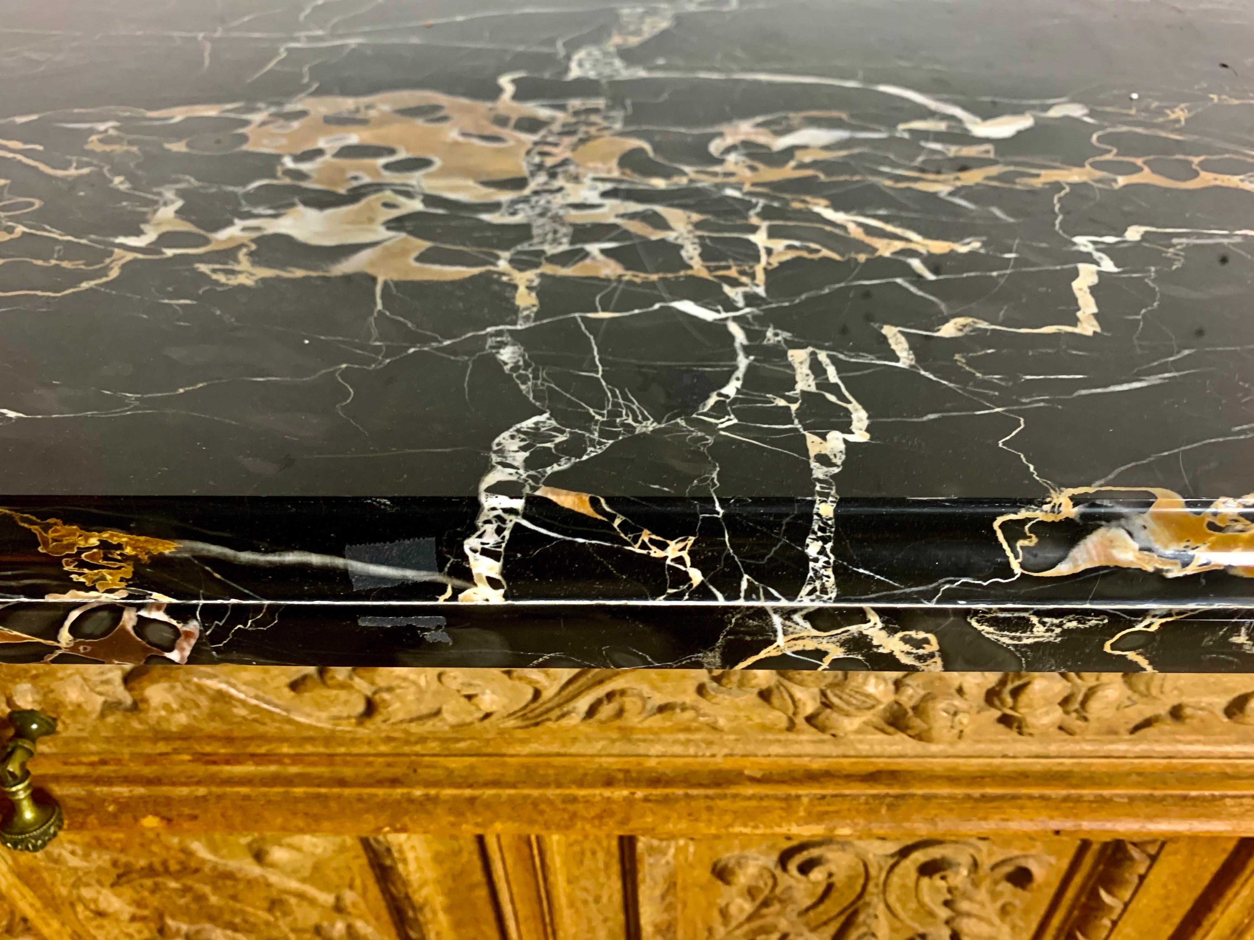 Italian Bleached Walnut Credenza with Marble Top, circa 1900 2
