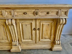 Distressed Architectural Sideboard, Solid Wood, Aged Finish, 1940s
