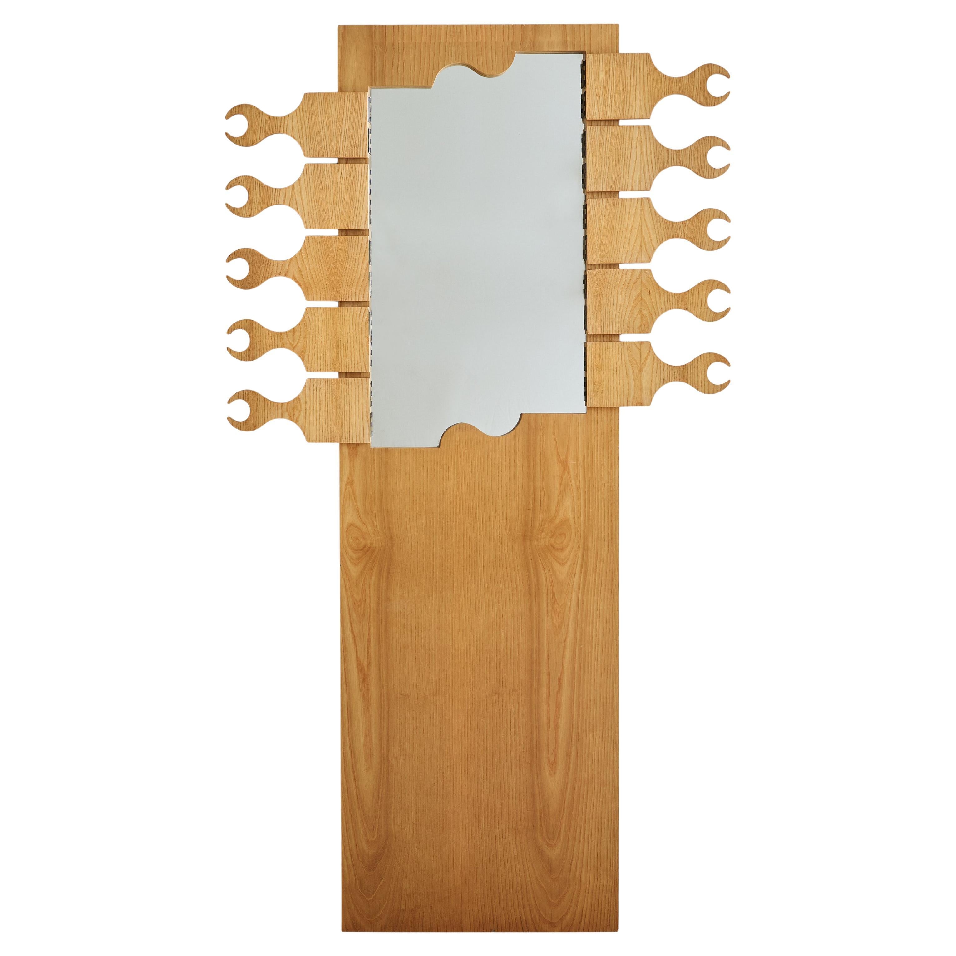 Appendiabiti italiano in legno biondo 'Scorpion' con specchio di Anonima Design in vendita