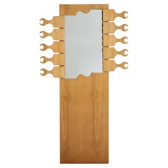 Porte-manteau 'Scorpion' en bois blond italien avec miroir par Anonima Design