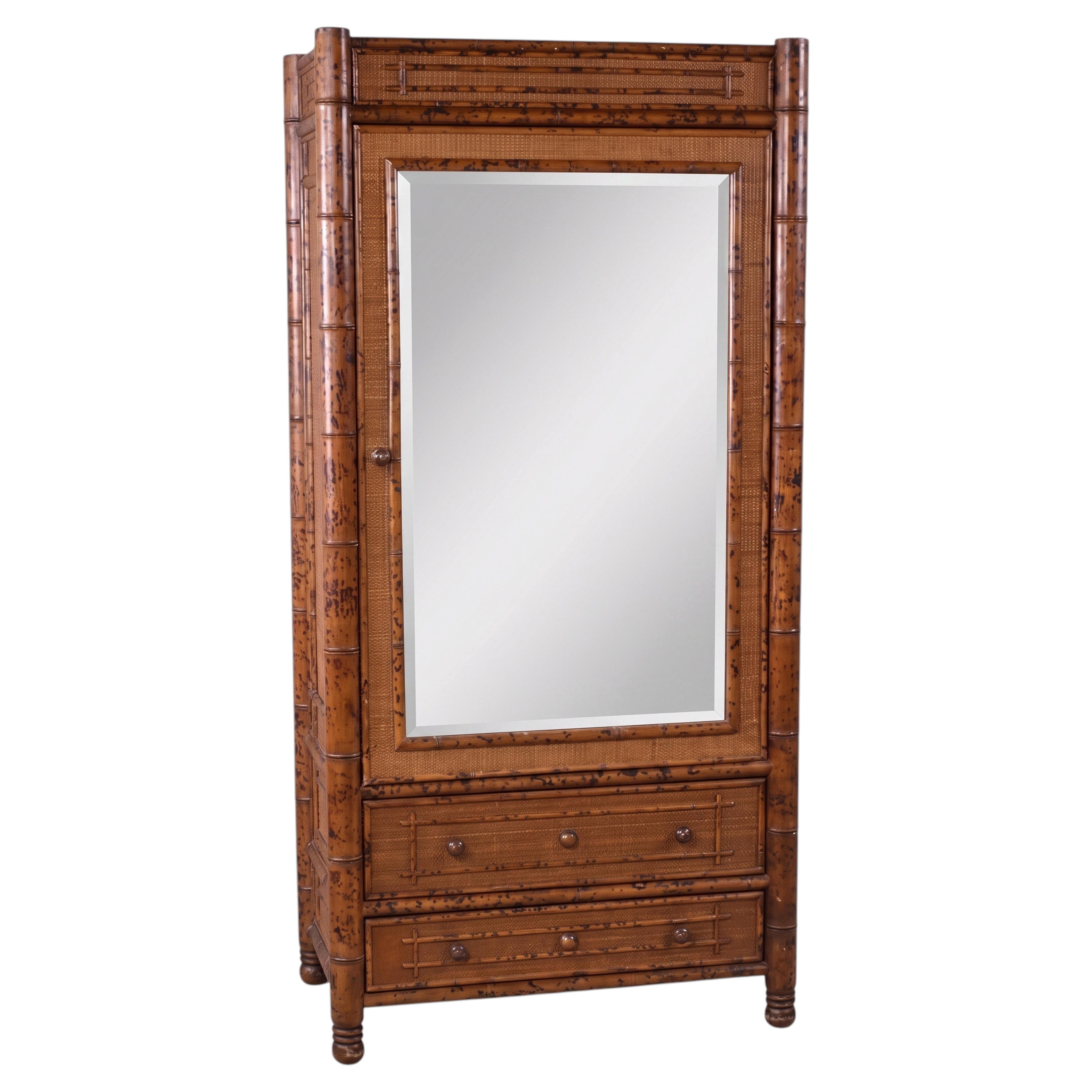 Italian Bloomingdale’s Victorian Aesthetic Movement Style Burnt Bamboo Cabinet