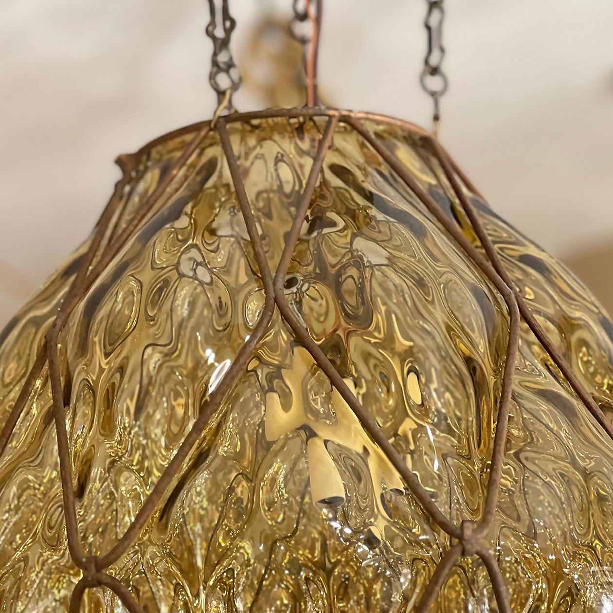 Mid-20th Century Italian Blown Amber Glass Lantern For Sale