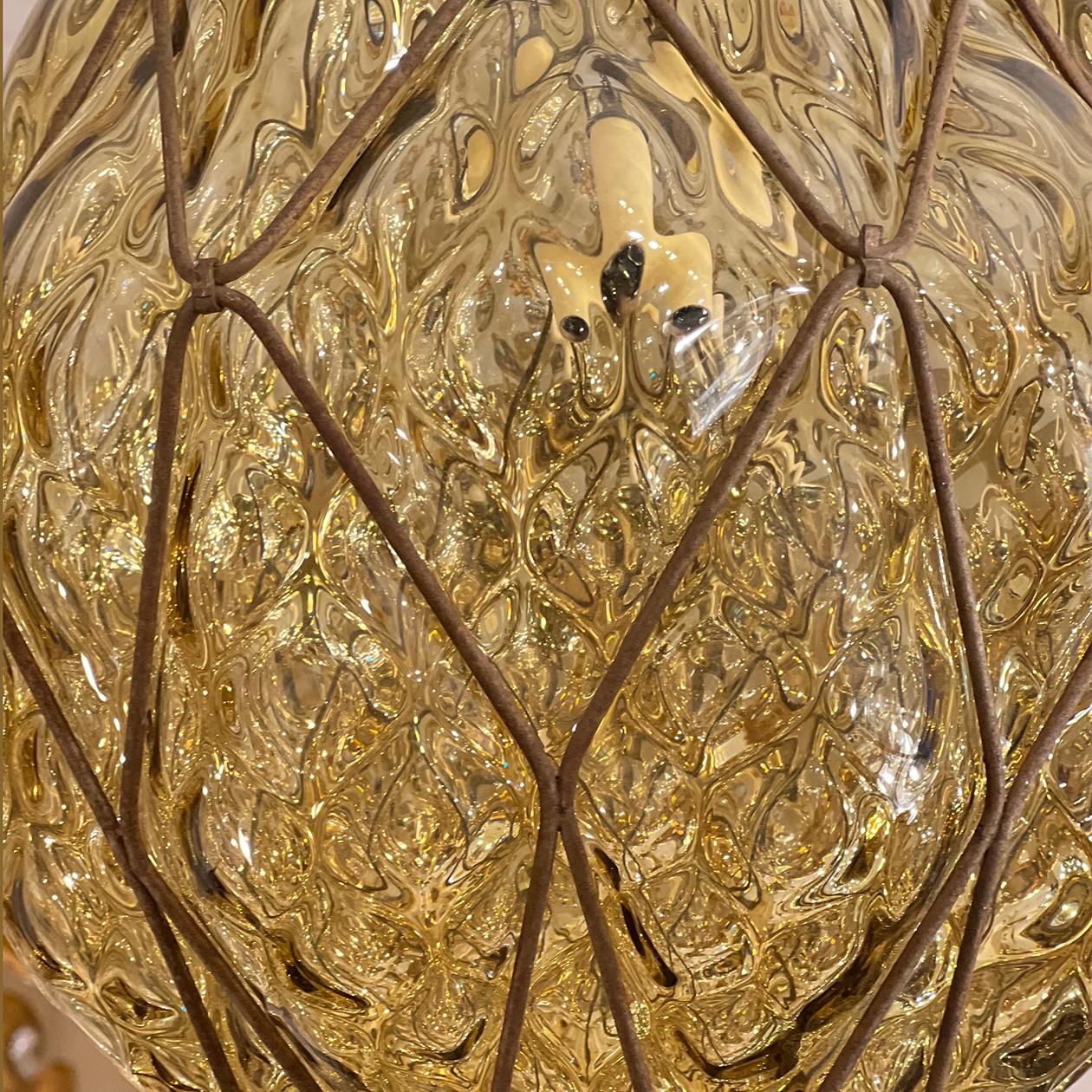 Italian Blown Amber Glass Lantern For Sale 1