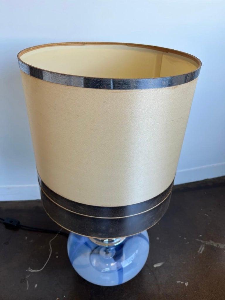 Late 20th Century Italian Blown Glass and Chrome Table Lamp 1970s For Sale