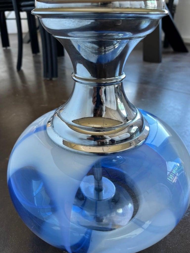 Italian Blown Glass and Chrome Table Lamp 1970s For Sale 2