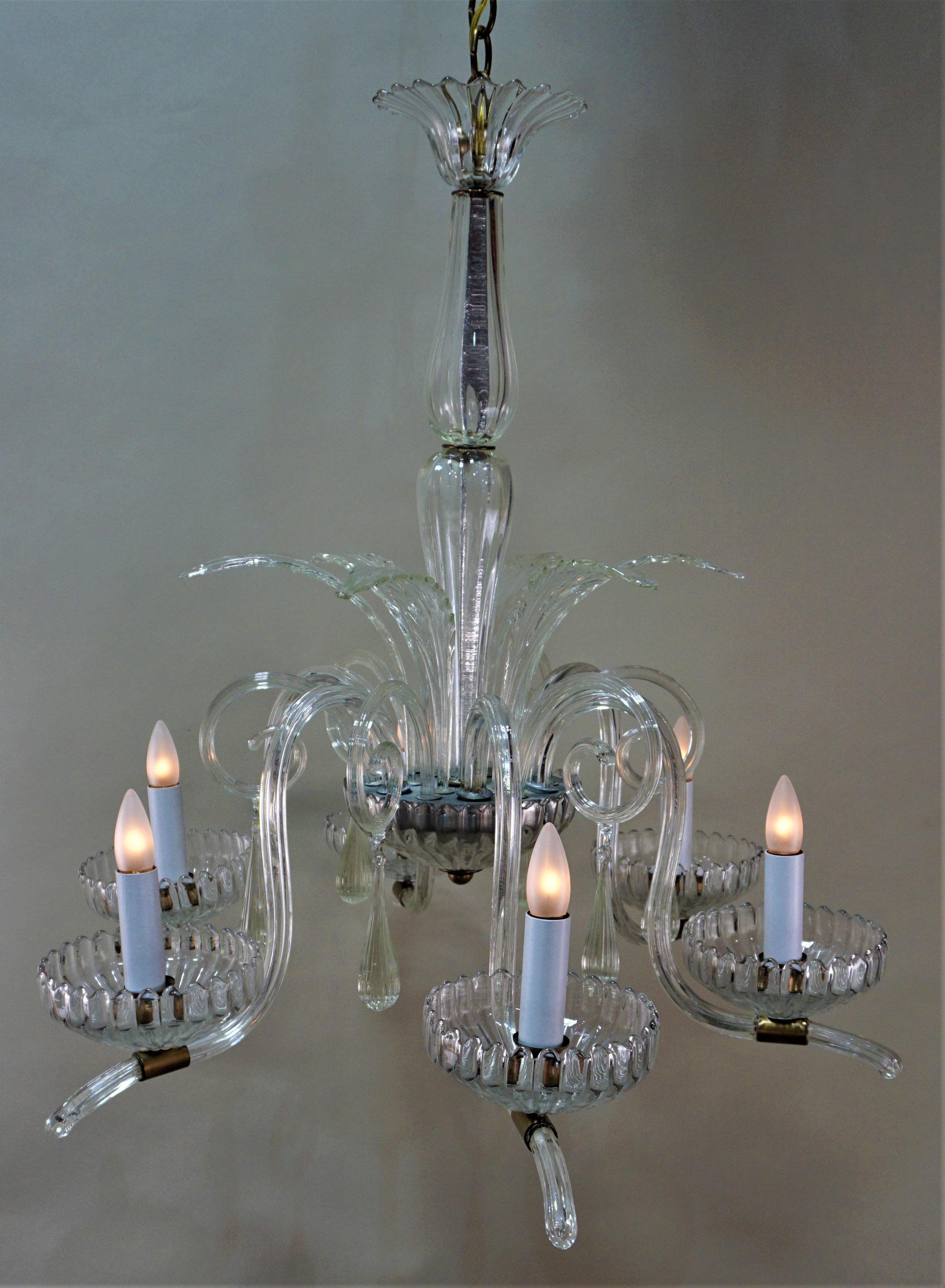 Italian Blown Glass Chandelier by Barovier e Toso 5