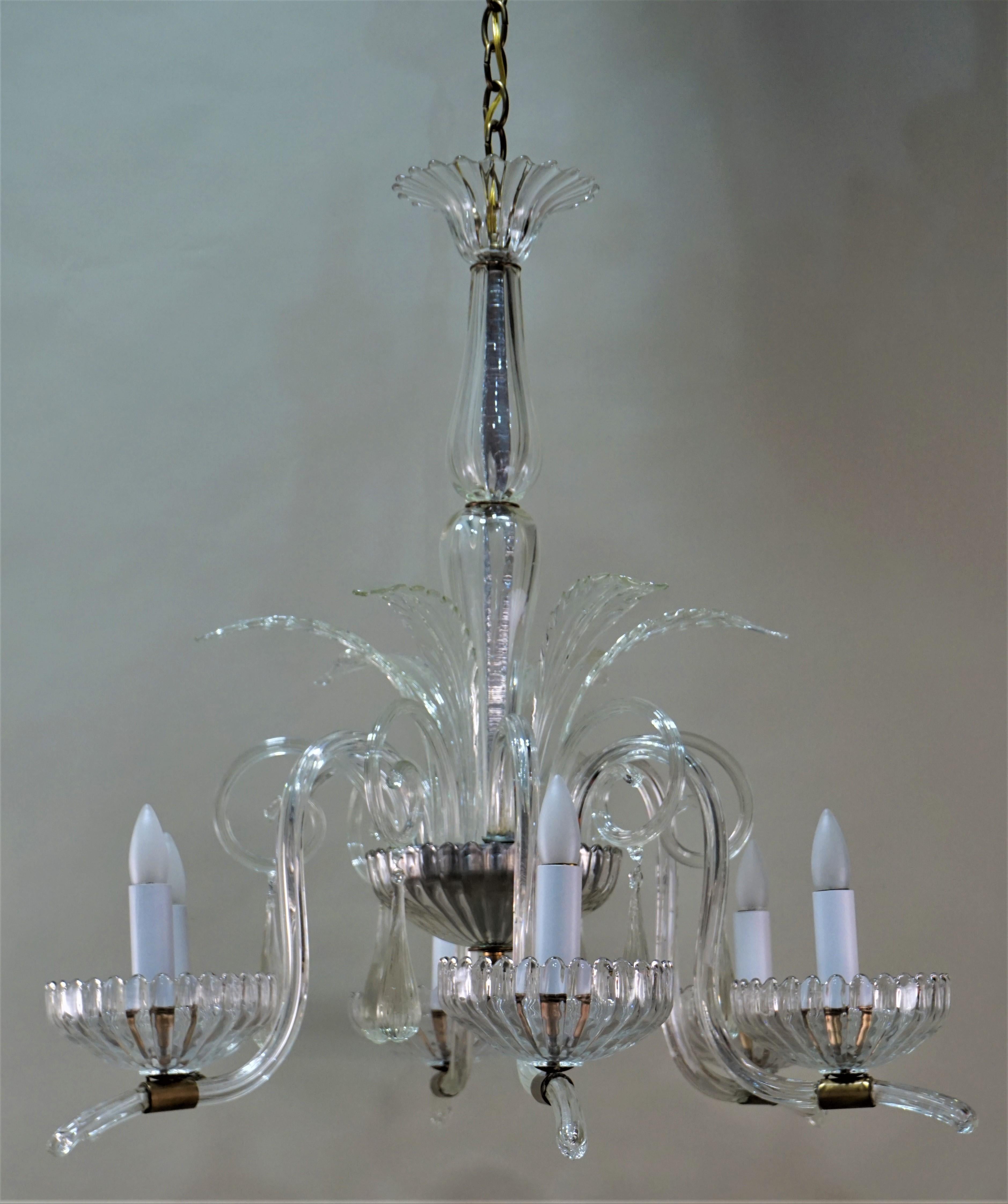 Italian Blown Glass Chandelier by Barovier e Toso 7