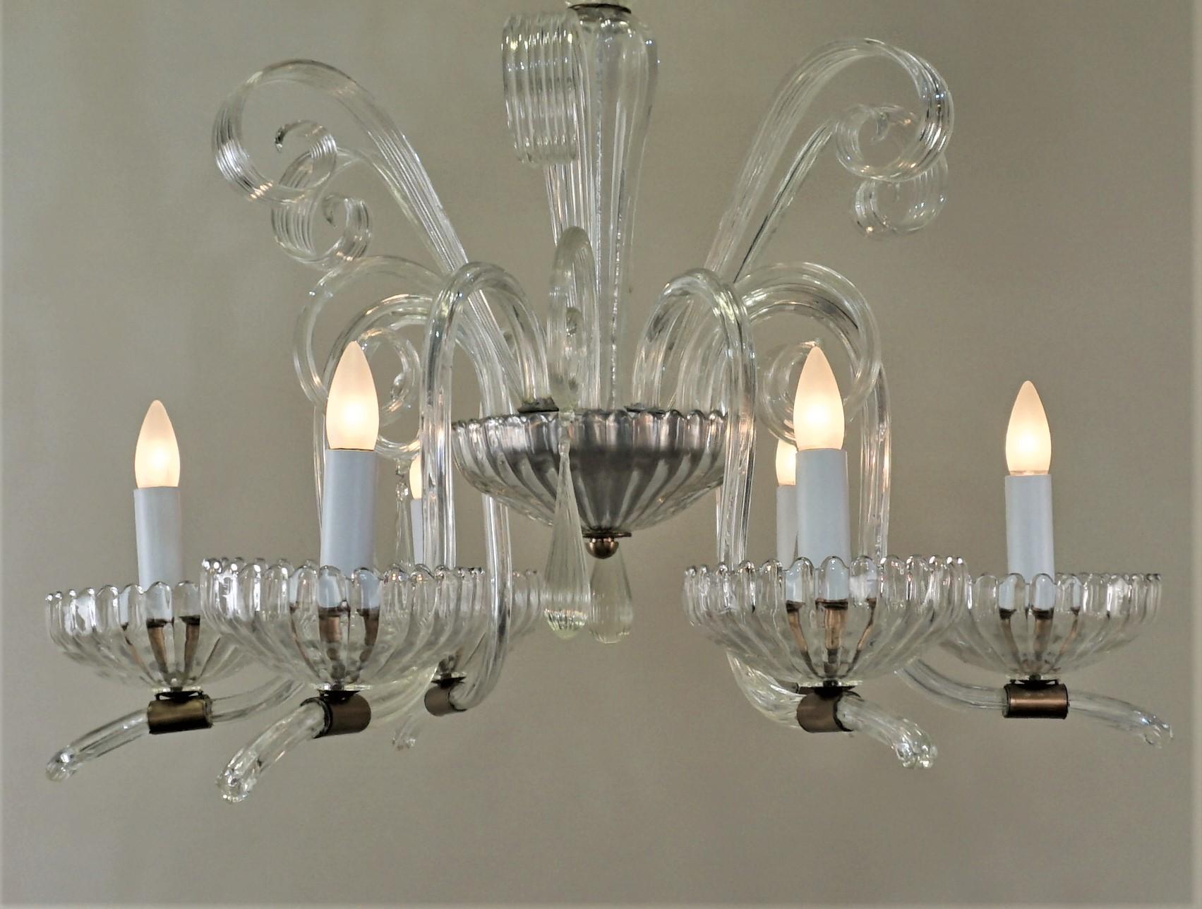 Italian Blown Glass Chandelier attributed to Barovier e Toso 3