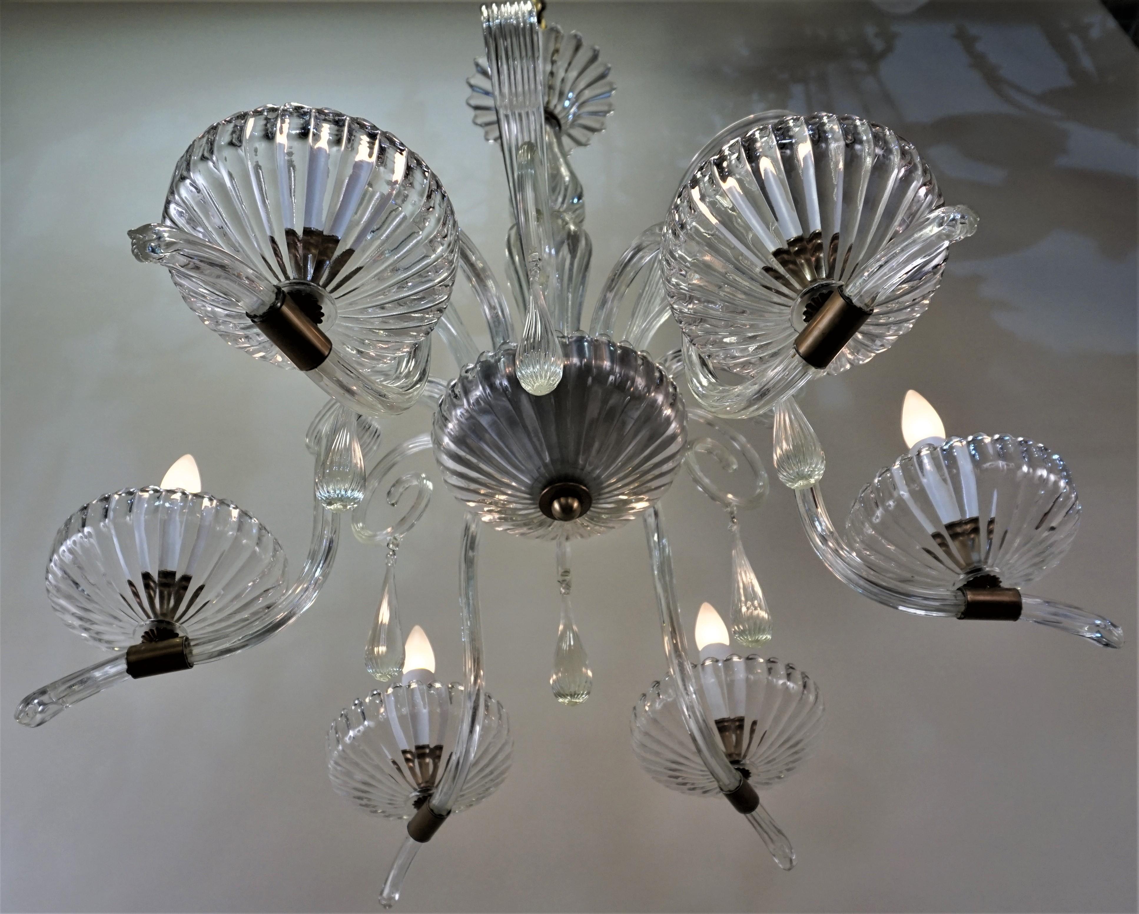 Italian Blown Glass Chandelier attributed to Barovier e Toso 2