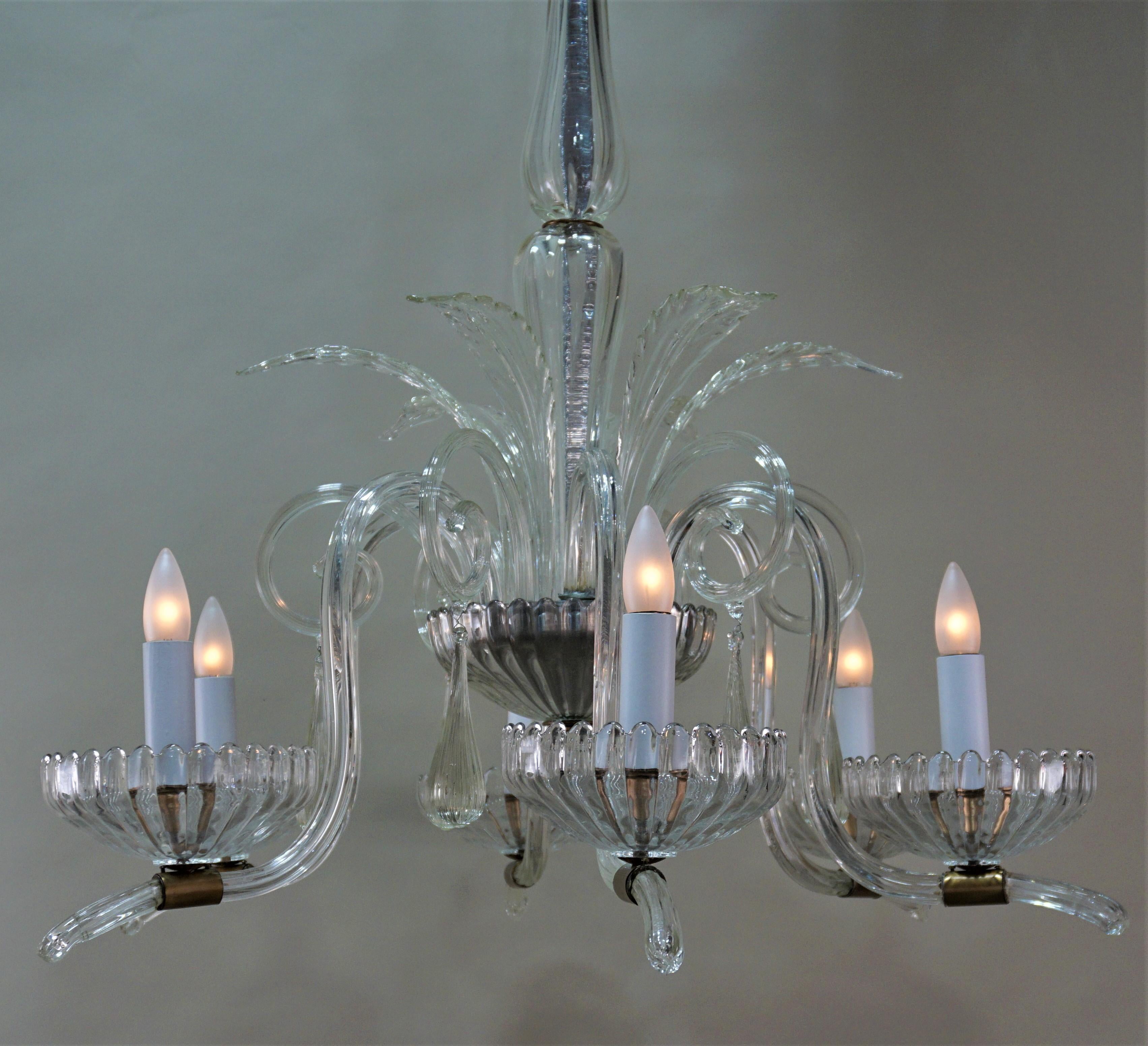 Italian Blown Glass Chandelier by Barovier e Toso 2