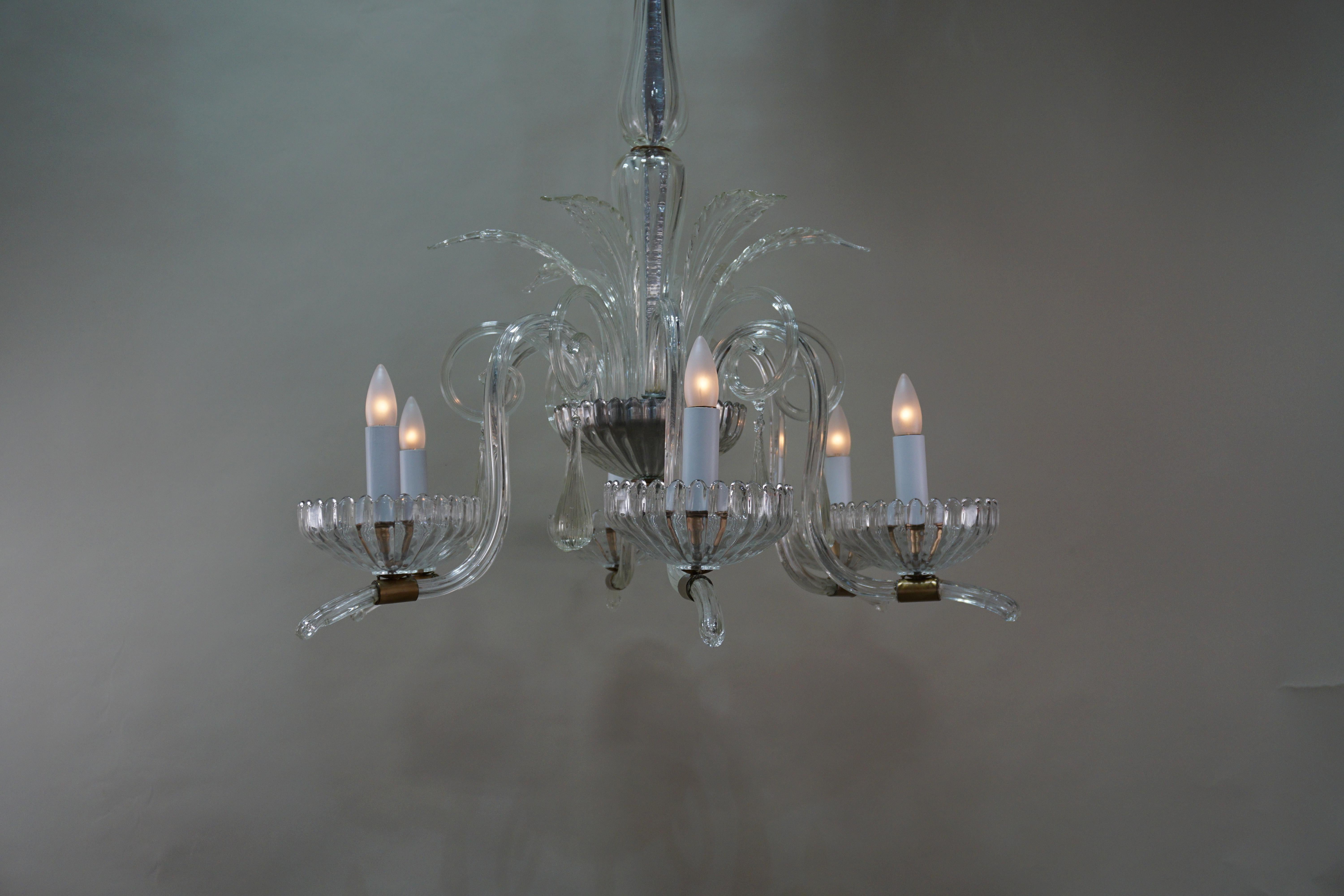 Italian Blown Glass Chandelier by Barovier e Toso 3