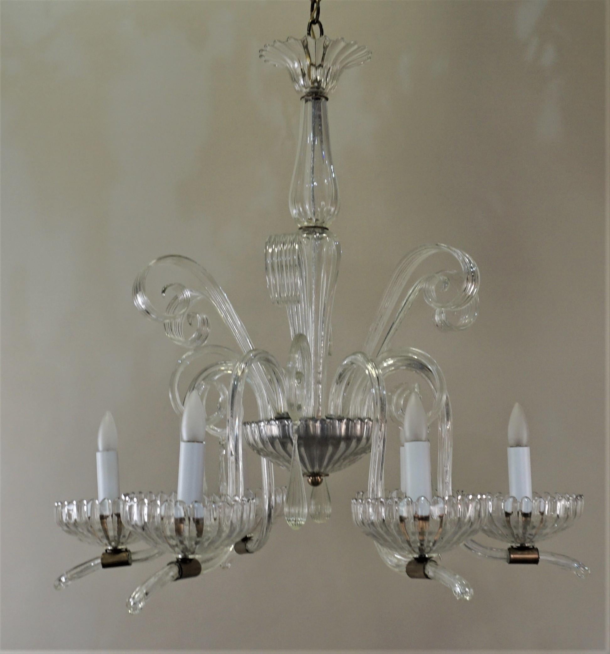 Italian Blown Glass Chandelier attributed to Barovier e Toso 1