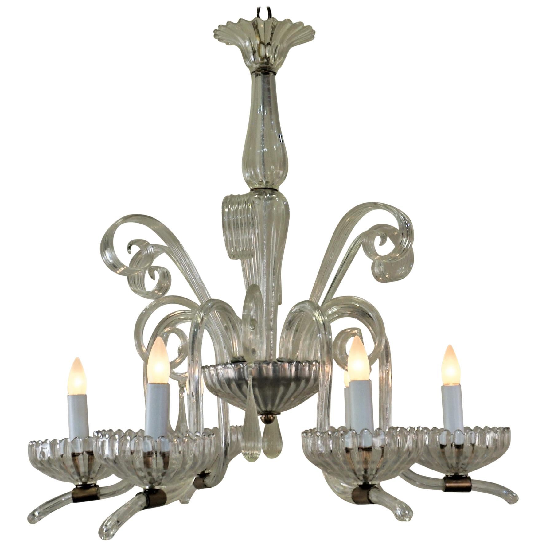 Italian Blown Glass Chandelier attributed to Barovier e Toso
