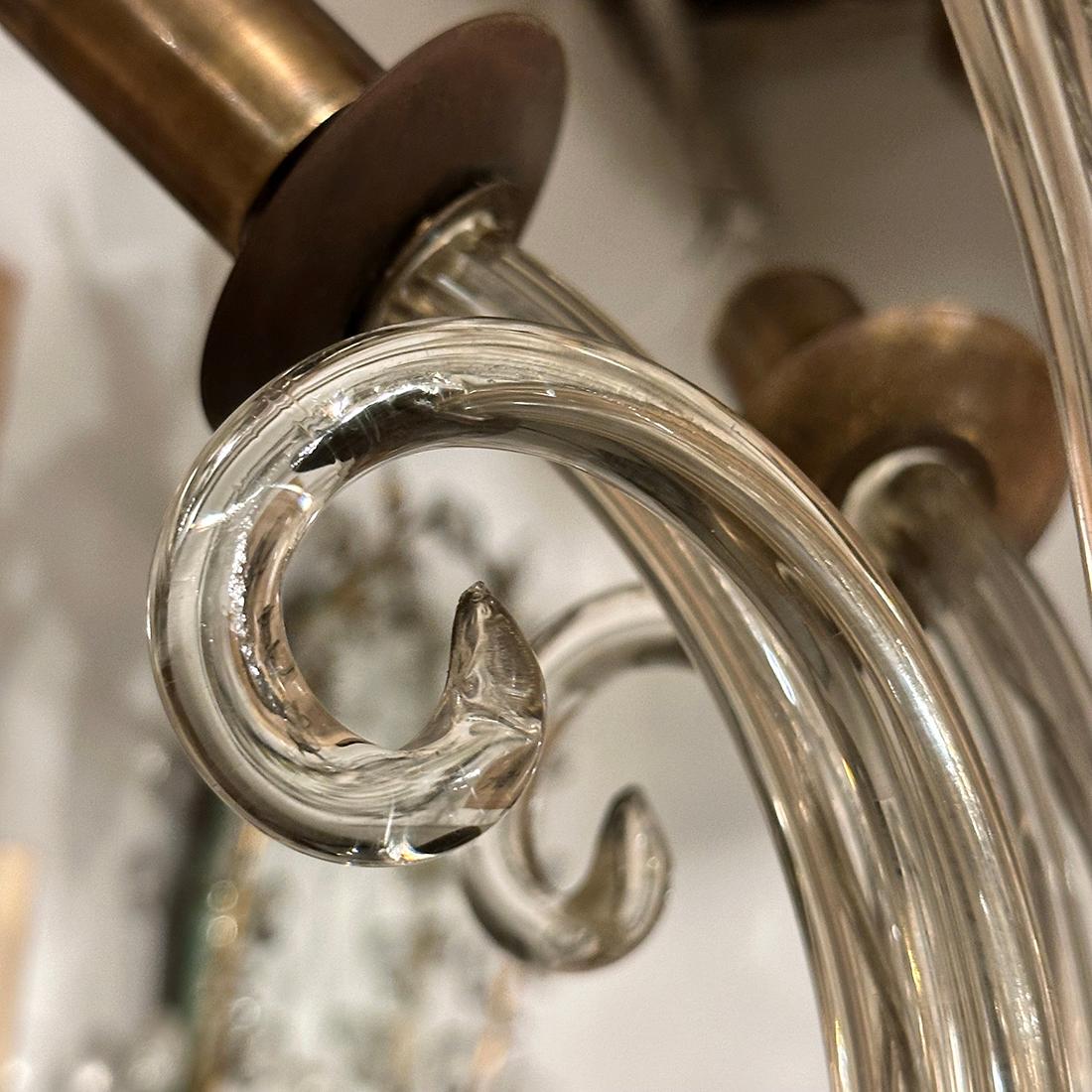 Milieu du XXe siècle Lustre italien en verre soufflé en vente