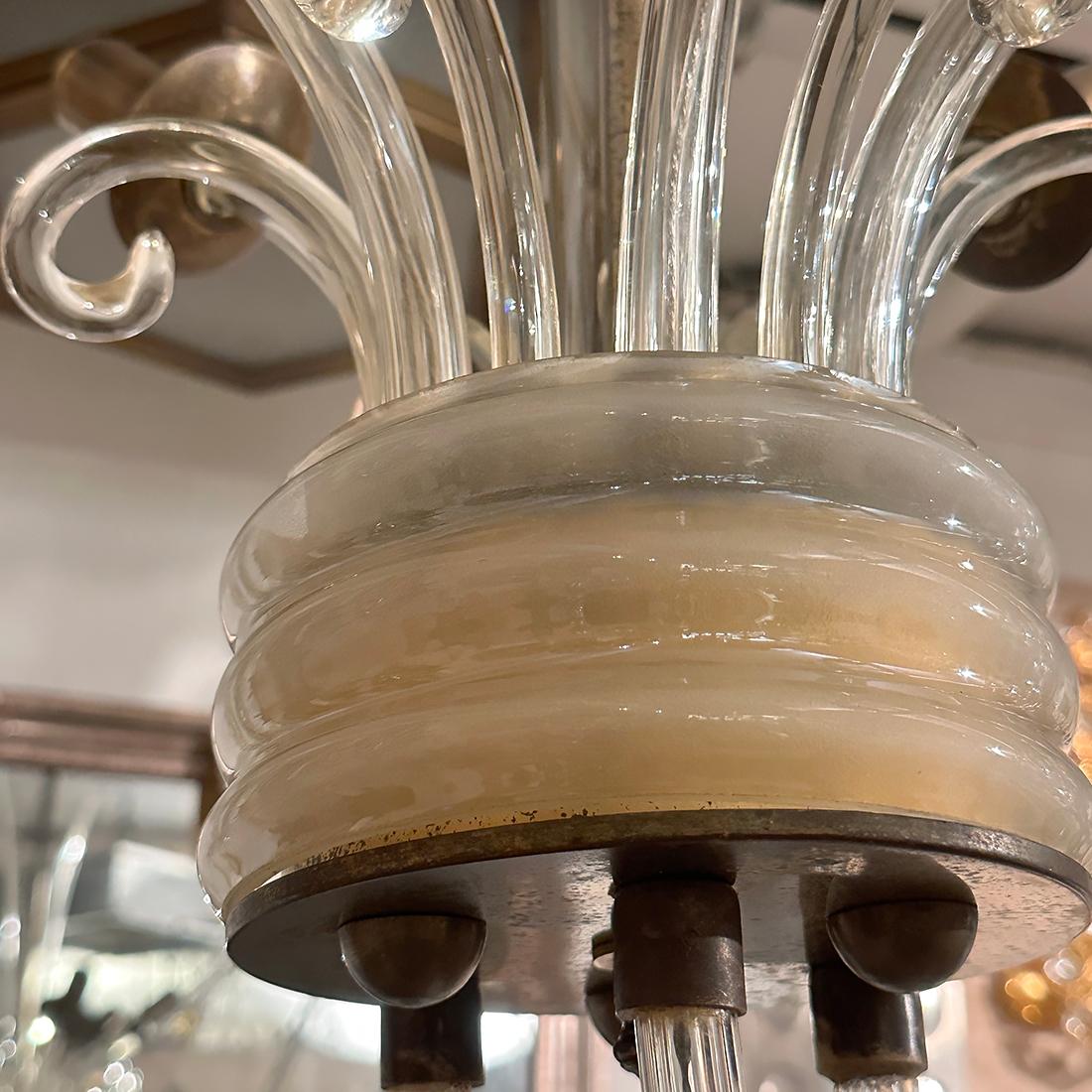 Verre brun Lustre italien en verre soufflé en vente