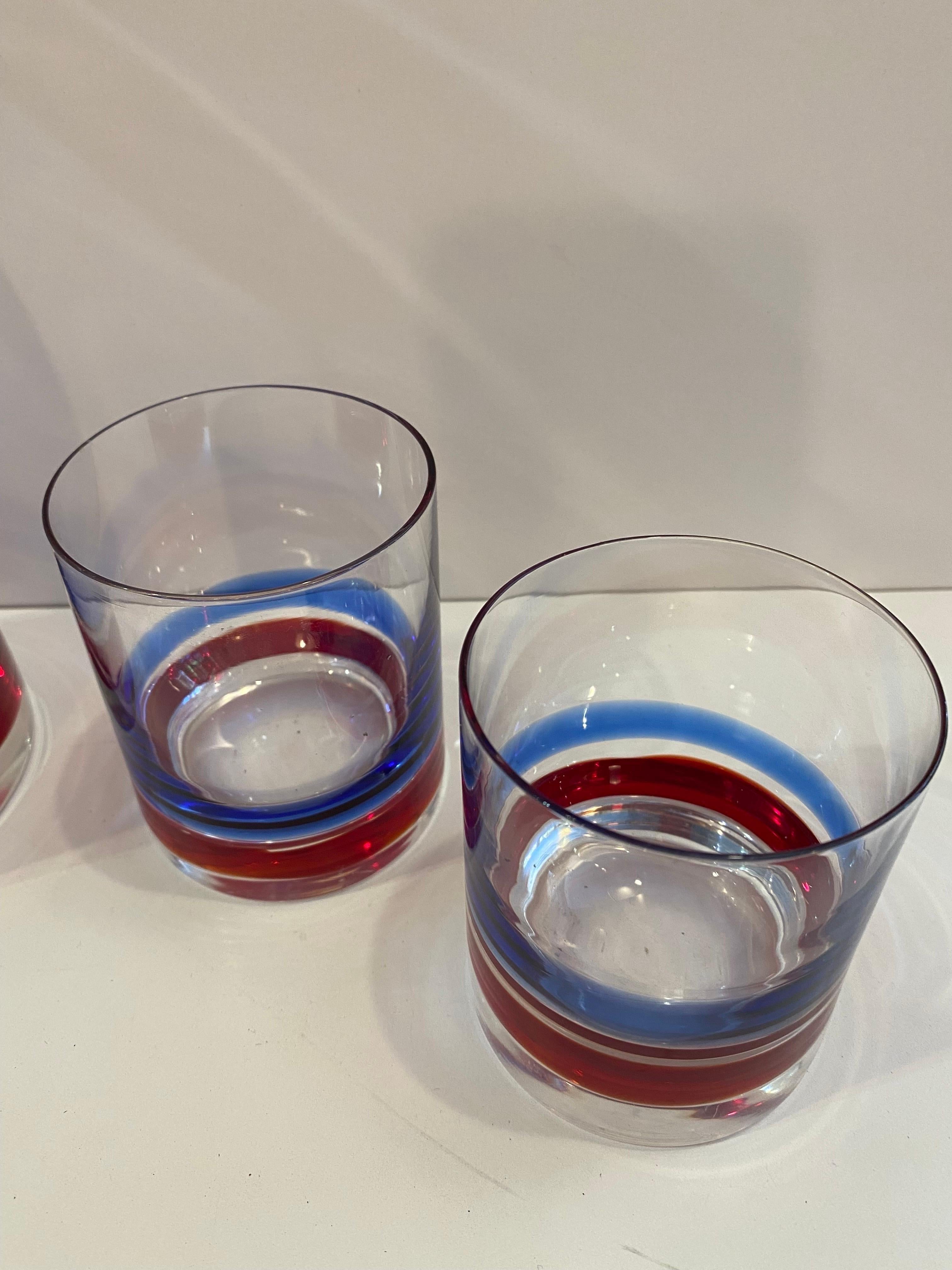 Italian Blown Glass Drink Set with Ground Bottoms In Good Condition For Sale In Philadelphia, PA
