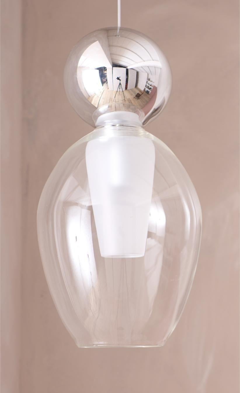 Italian blown glass Ghost pendant lights In New Condition For Sale In Malton, GB