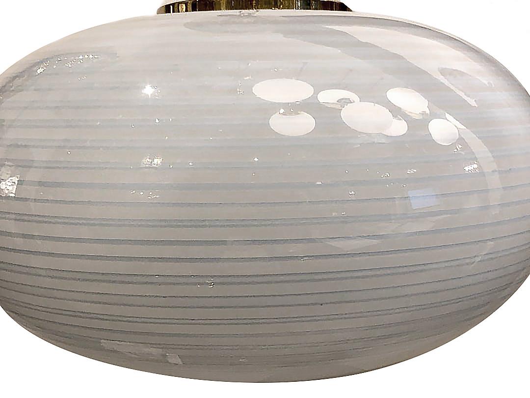 Italian Blown Glass Globe Blue and White Fixture In Good Condition In New York, NY