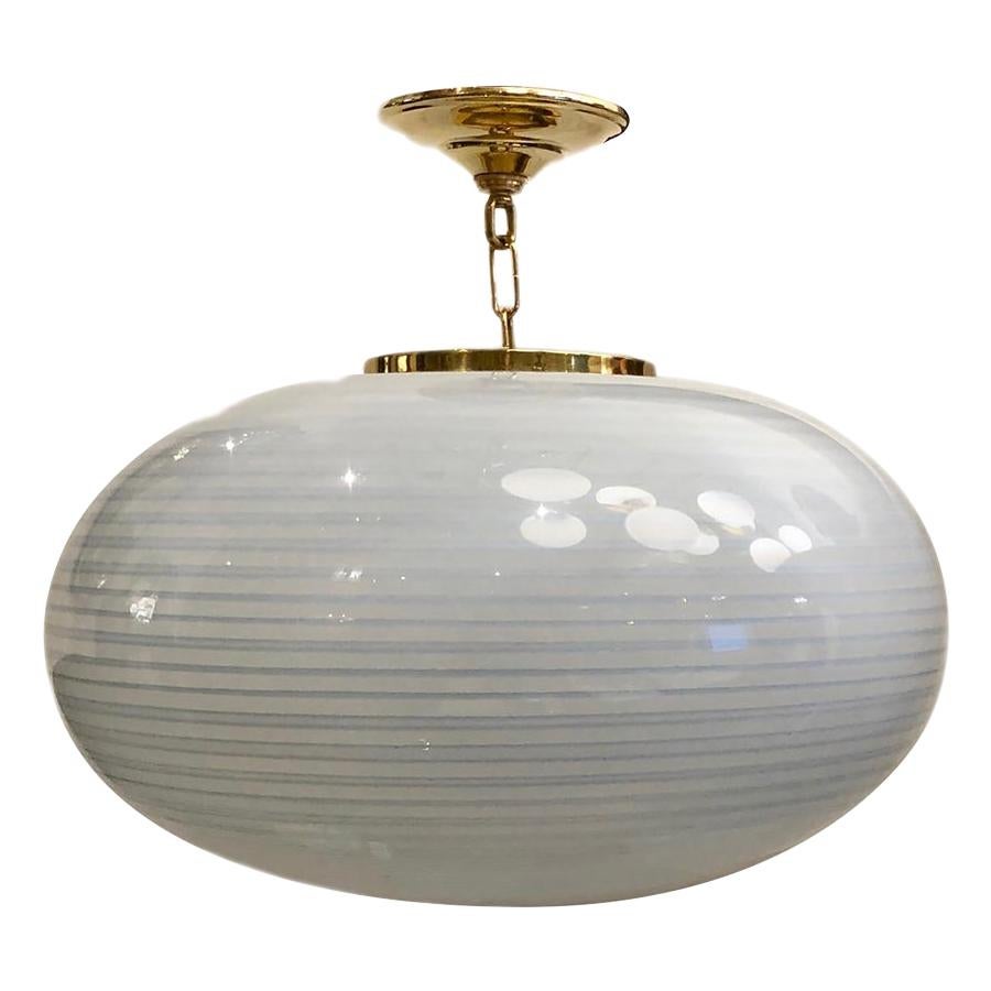 Italian Blown Glass Globe Blue and White Fixture