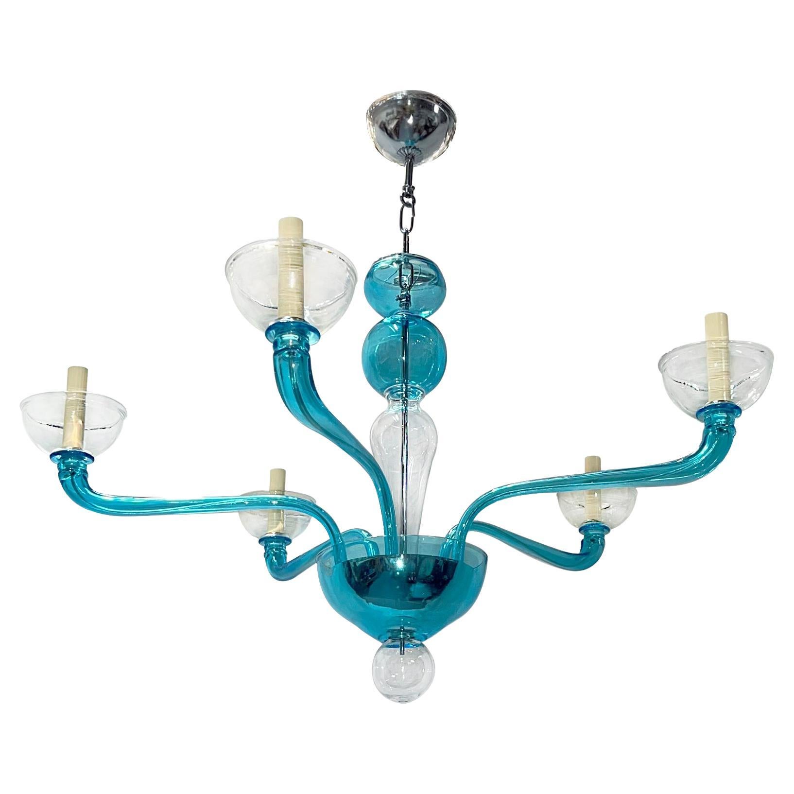 Italian Blown Glass Murano Chandelier For Sale