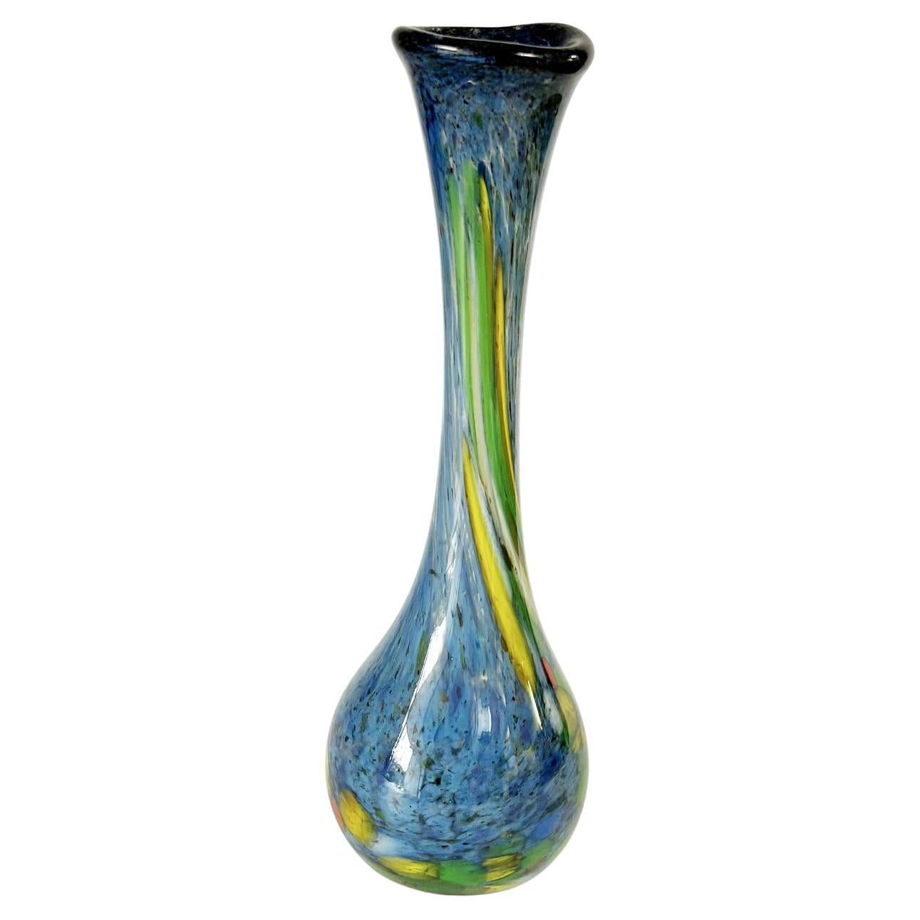 Italian blown glass vase with a slender silhouette, 1950