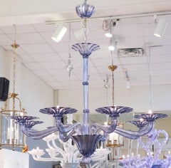 Mid-Century Modern Light Purple Murano Glass Viola Chandelier