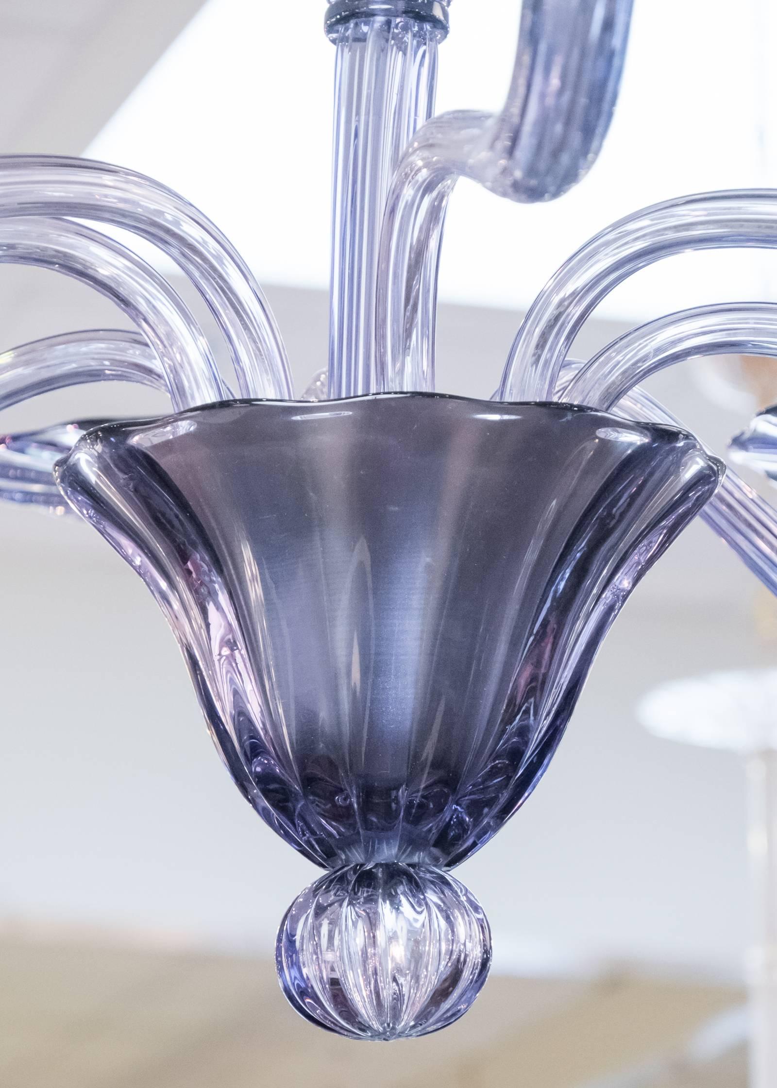 Lustre italien en verre soufflé de Murano « Viola » en vente 3
