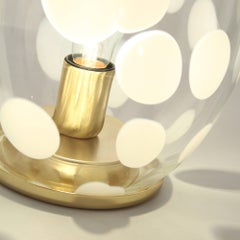 Italian Blown Murano Glass Table Lamp in Pure Venetian Crystal and White Bubbles