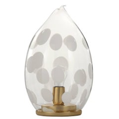 Italian Blown Murano Glass Table Lamp in Pure Venetian Crystal and White Bubbles