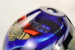 Italian Blown Murano Glass Vase Multi-Color, Blowed Grinded Polished