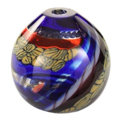 Italian Blown Murano Glass Vase Multi-Color, Blowed Grinded Polished