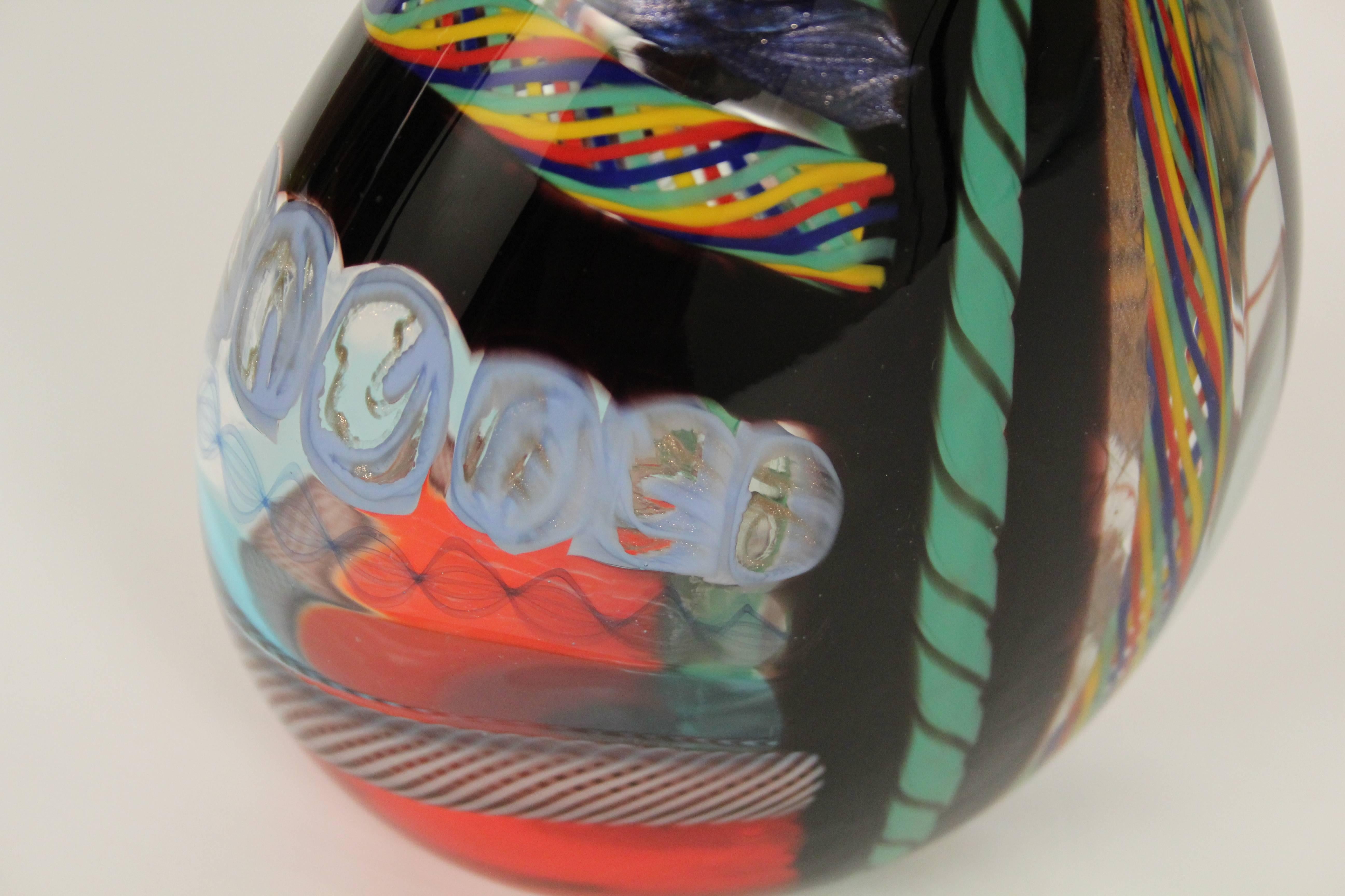 Italian Blown Murano Glass Vase Multicolor in Typical Venetian Glass Skills  For Sale 1
