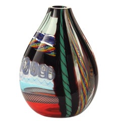 Italian Blown Murano Glass Vase Multi-Color in Typical Venetian Glass Tecnics