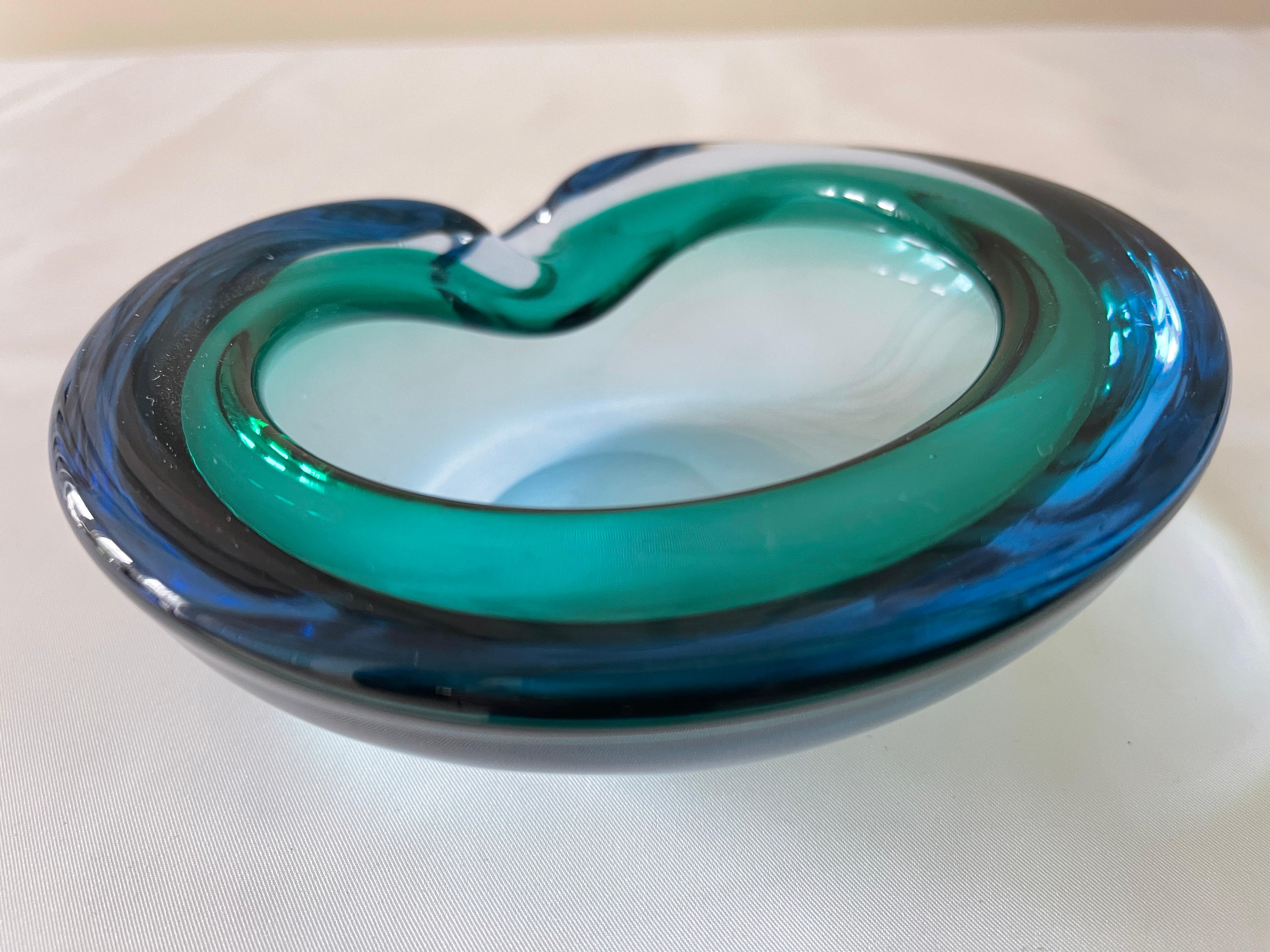 Art Glass Italian Blue and Aquamarine Sommerso Murano Glass Bowl / Ashtray